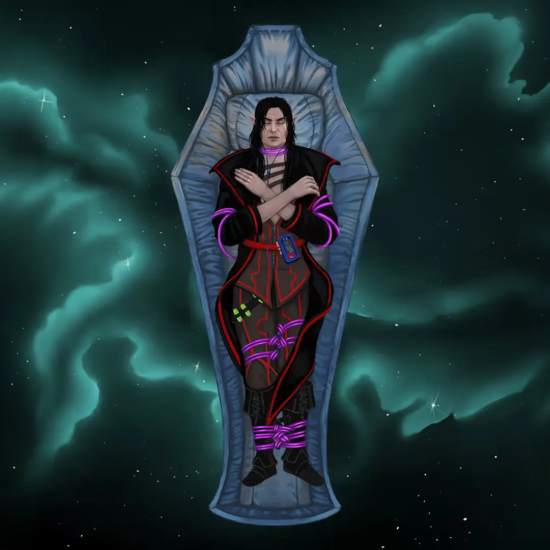 Vleed Sangerel is a very sleepy space-vampire
